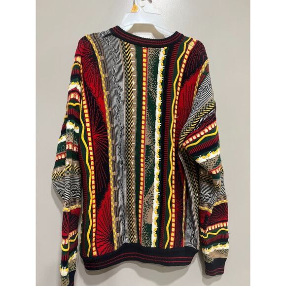 VTG COTTON TRADERS Coogi Style Sweater Mens Large Multicolor 3-D Texture Cotton - Picture 2 of 10